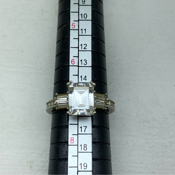 Vintage Jewelry - Engagement Style Sterling Silver Square Cut CZ Ring Size 7